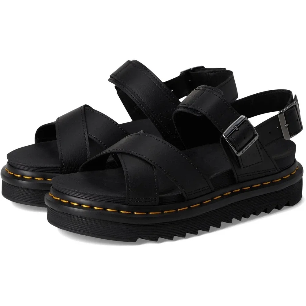 Dr. Martens Voss II Hydro Leather Platform Sandals Black 26799001 Womens 8 - Picture 1 of 7